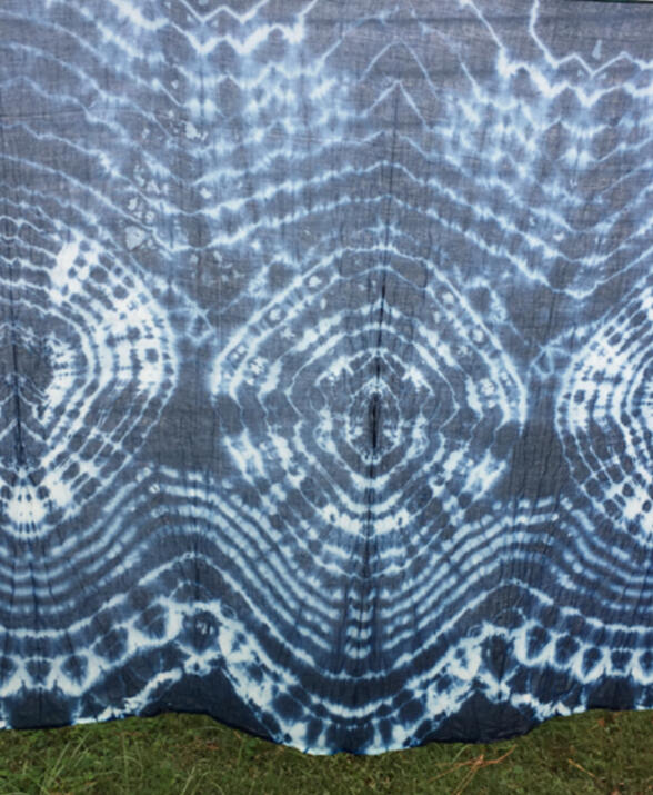 Otaphiaaki Fashion Week Cotton Mull Scarf, Shawl, or Sarong Photo of improv Gullah Geechee indigo-dyed scarf, shawl or sarong